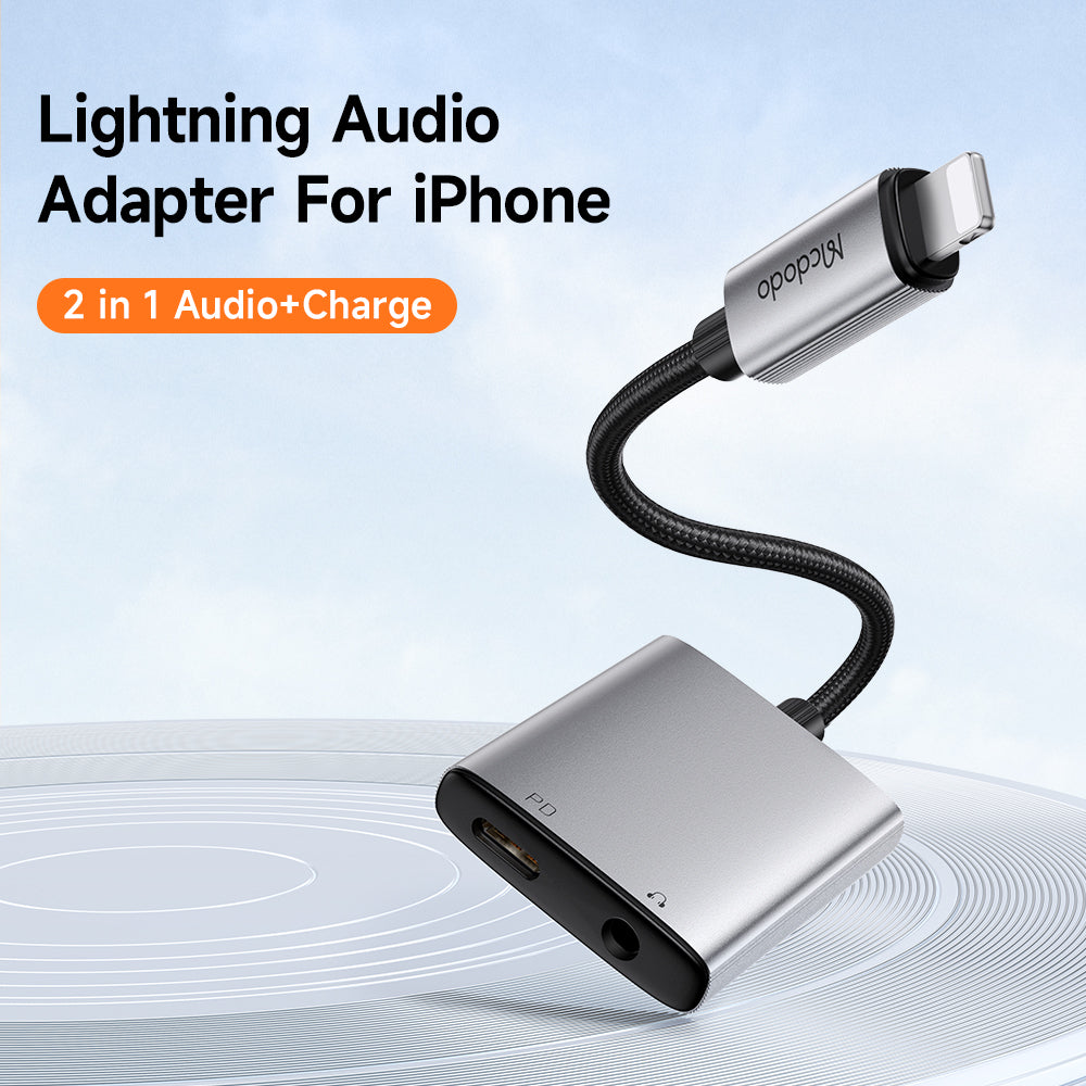 Adattatore Audio Lightning - Lightning / 3.5mm McDodo CA-5540 Wales, Grigio