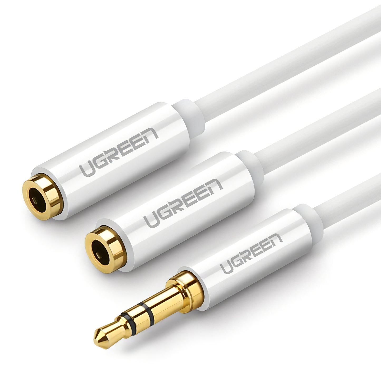 Adaptateur Audio Splitter 3.5mm - 2 x 3.5mm UGREEN AV123 2in1, 0.25m, Blanc