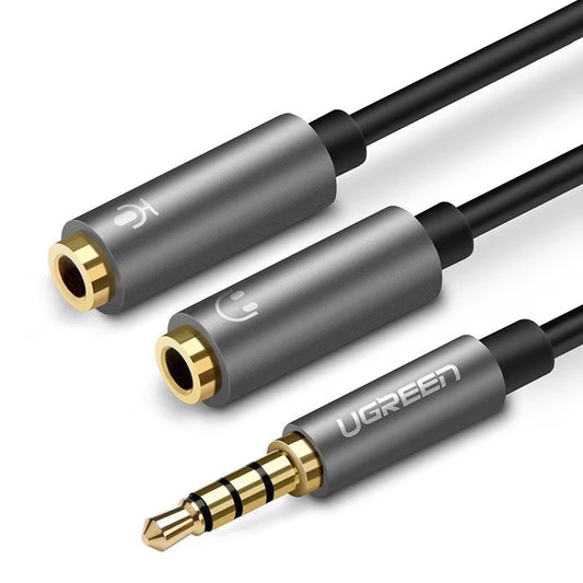 Audio-Adapter 3.5mm - 2 x 3.5mm UGREEN AV141, 0.2m, Grau