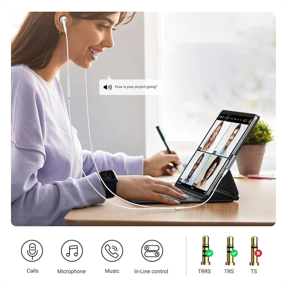 Adattatore Audio USB-C - 3.5mm UGREEN CM460 (20194) Angolato, Grigio