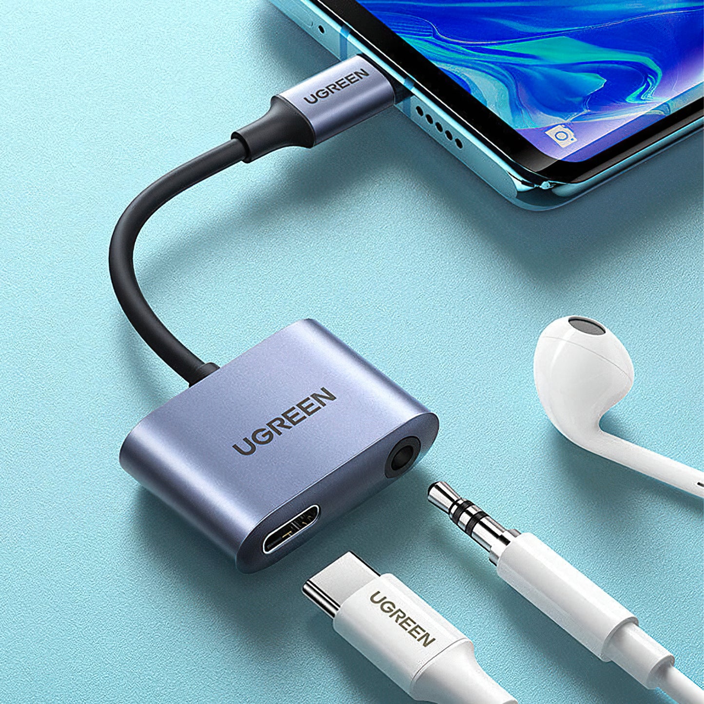 Audio-Adapter USB-C - 3.5mm / USB-C UGREEN CM231, Grau