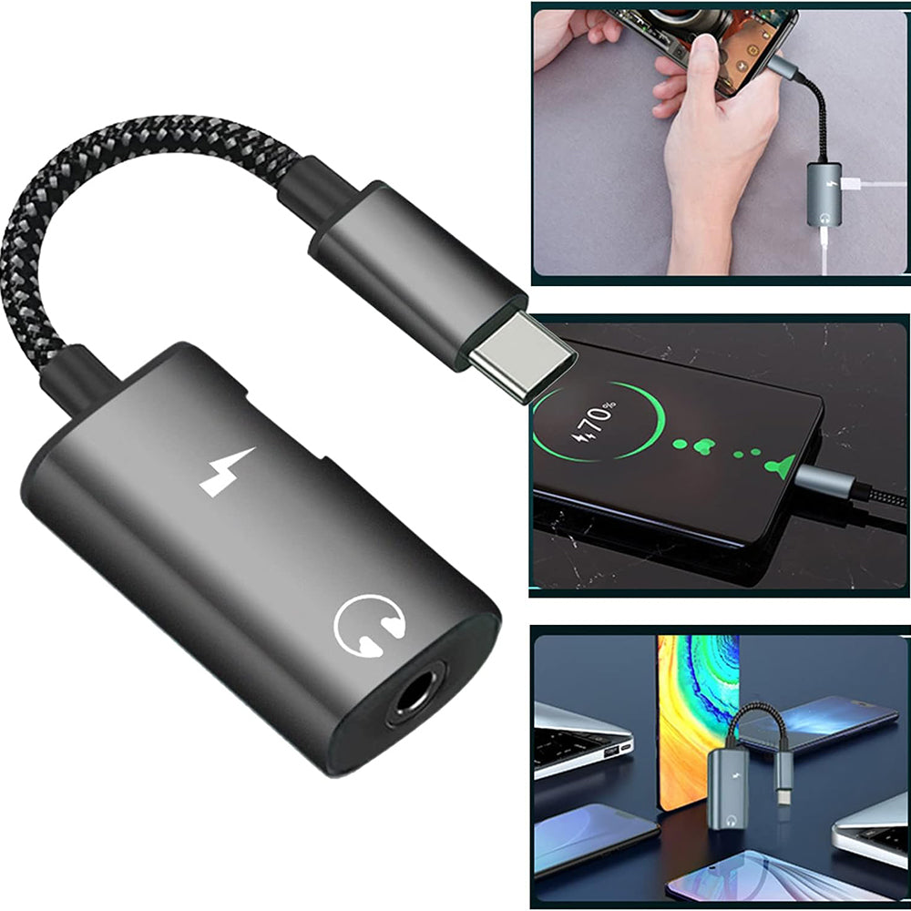 Adattatore Audio USB-C - USB-C / 3.5mm Techsuit AC22 AcustiCore, Grigio