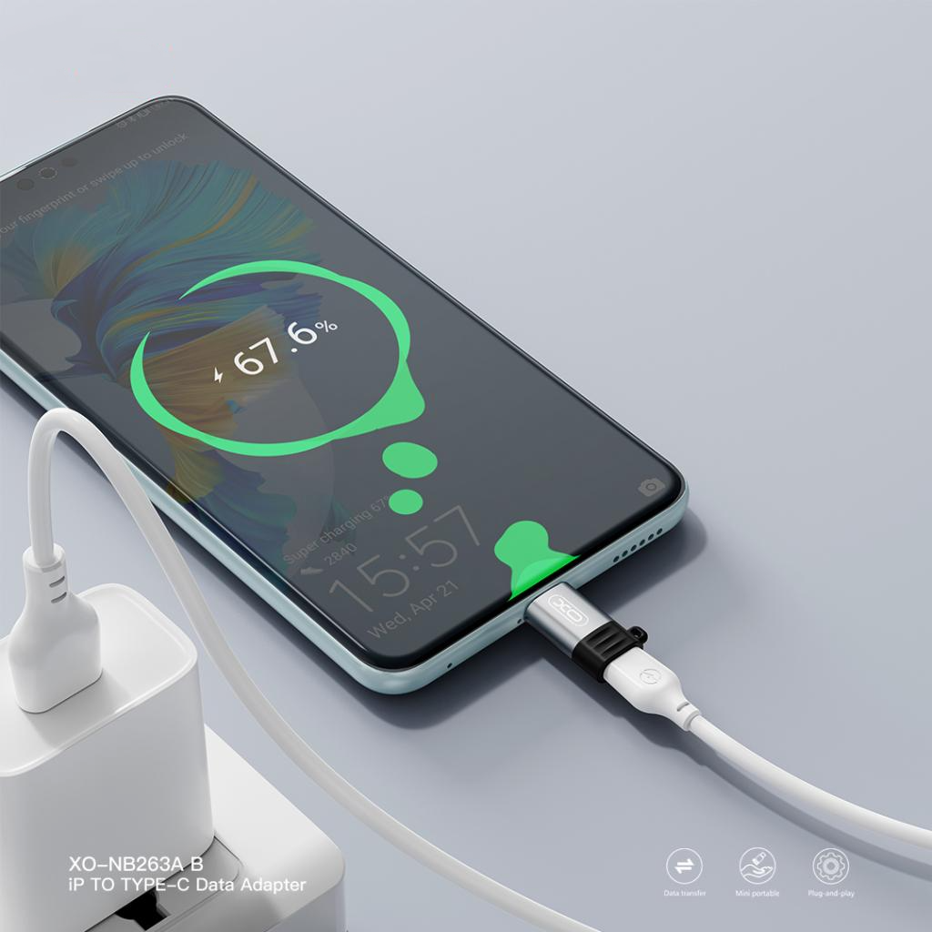 Adaptateur de données et de charge Lightning - USB-C XO Design NB263A, Noir