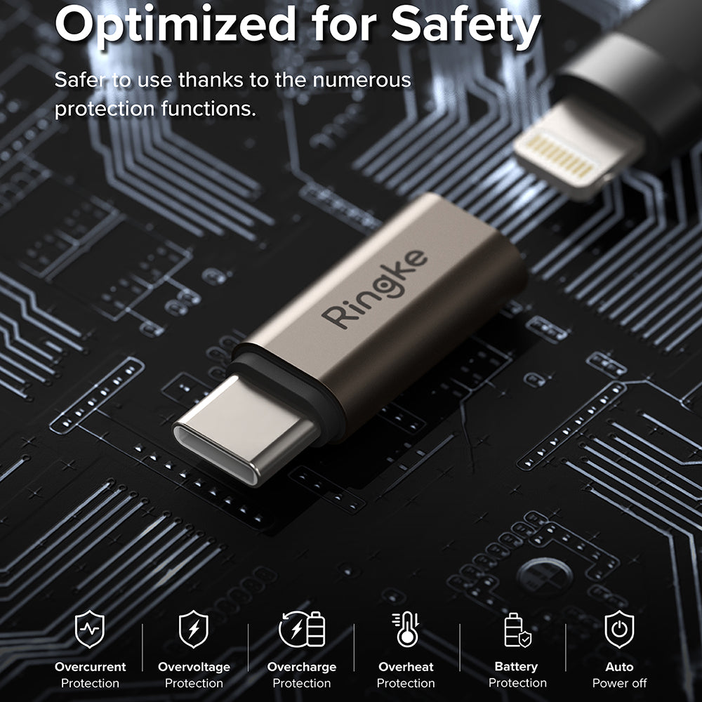 Adaptateur de Données et de Charge Lightning - USB-C Ringke, Marron, Lot de 2 pièces
