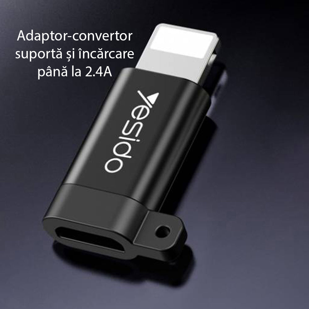 Adattatore Dati e Ricarica microUSB - Lightning Yesido GS05, Nero