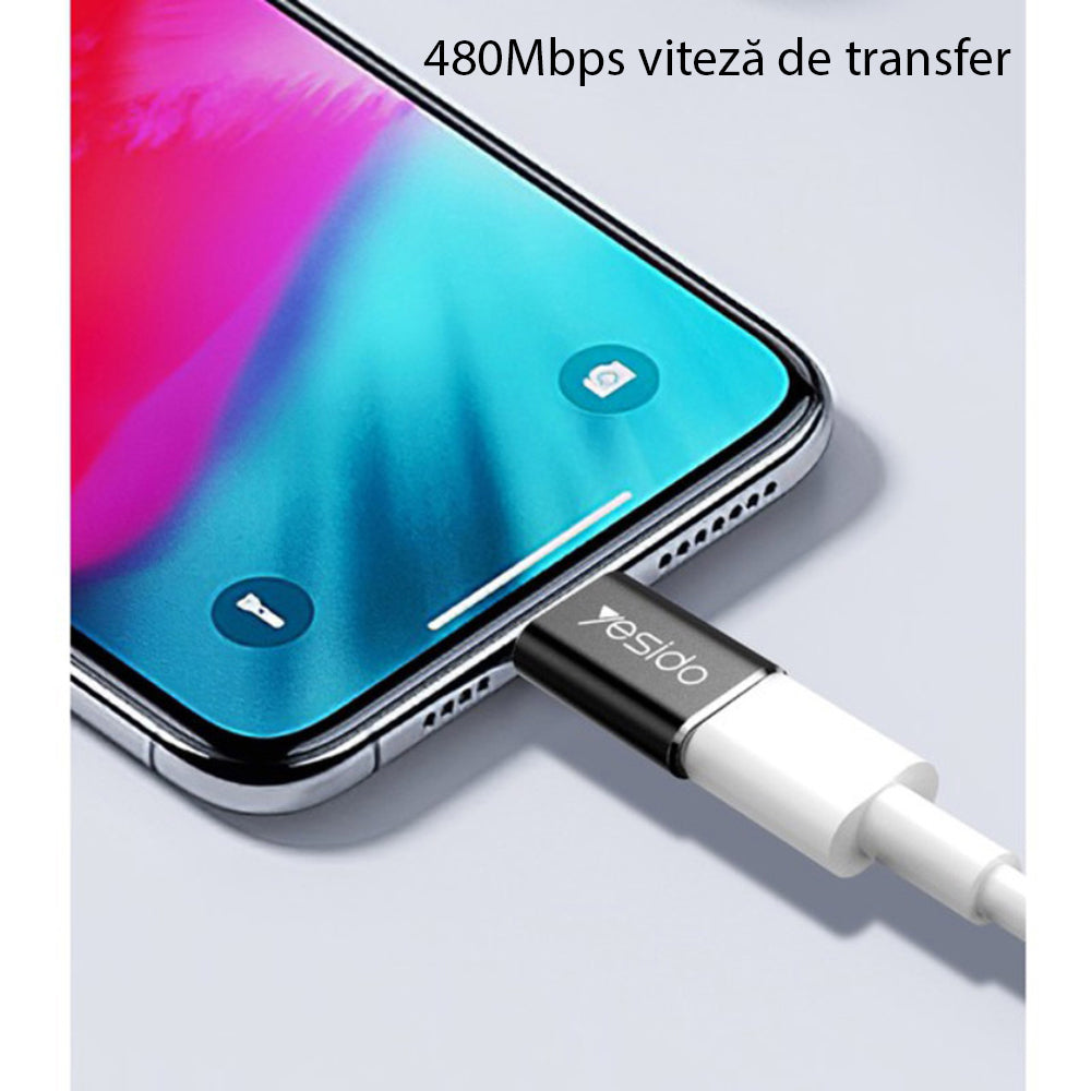 Adattatore Dati e Ricarica microUSB - Lightning Yesido GS05, Nero