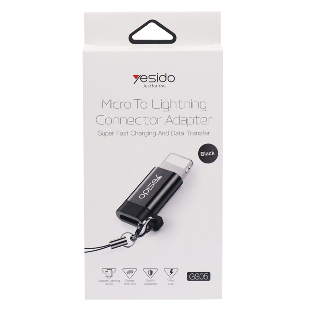 Adattatore Dati e Ricarica microUSB - Lightning Yesido GS05, Nero