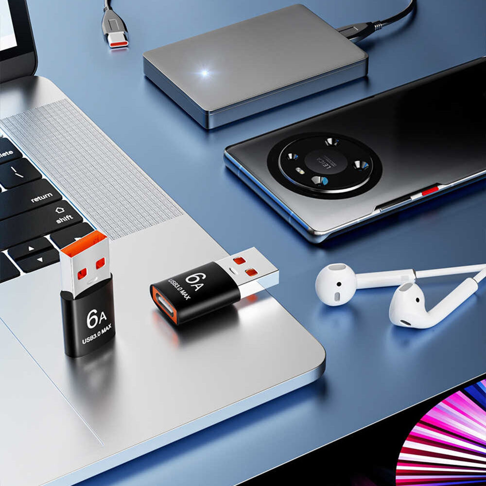 Adattatore Dati e Ricarica USB-C - USB-A Techsuit A5 HyperPort, Nero Arancione
