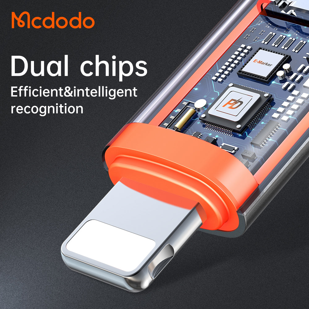 Adaptateur de données et de charge USB-C - Lightning McDodo OT-0510, Gris