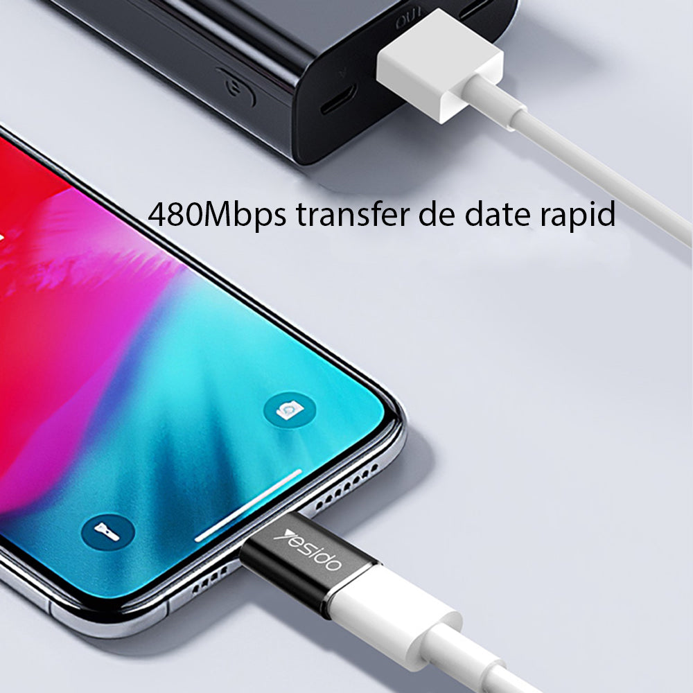 Adattatore Dati e Ricarica USB-C - Lightning Yesido GS03, Nero