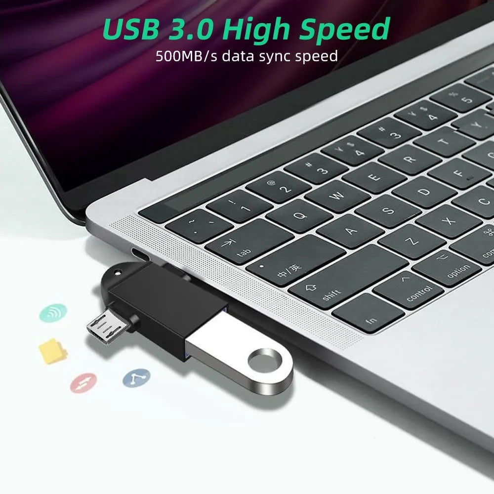 OTG-Adapter microUSB / USB-C - USB-A Techsuit A16 TwoVoltX, Schwarz