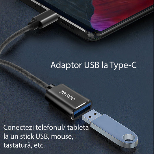 Adattatore OTG USB-C - USB-A Yesido GS01, Nero
