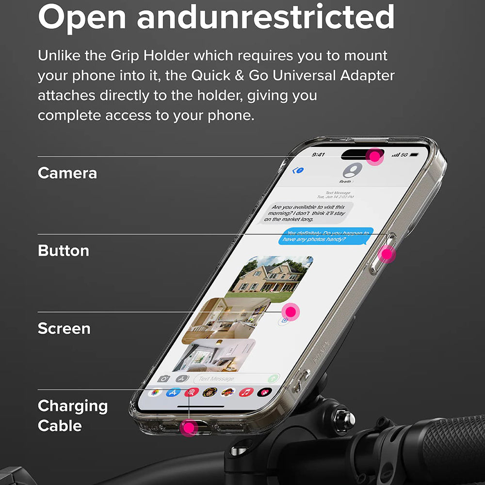 Adattatore Telefono Ringke Quick & Go per Supporto Bicicletta, Set 2 pezzi, Nero