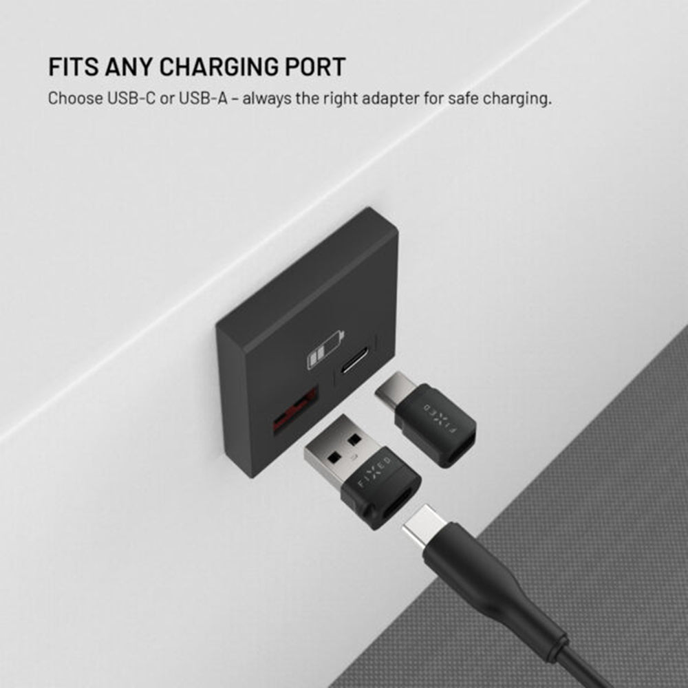 Adaptateur USB Blocage de Données Fixed, USB-A / USB-C, 2en1, Noir