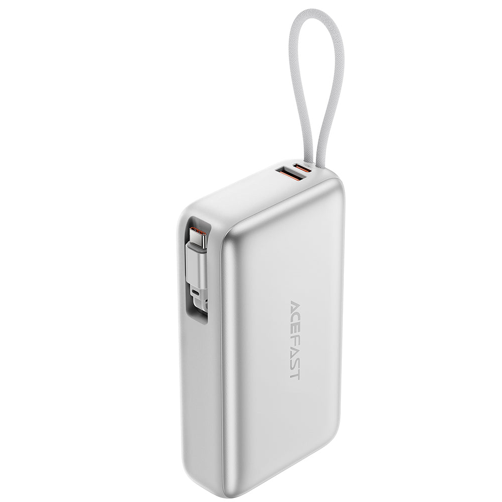 Externer Akku Acefast M34, 20000mAh, 45W, QC + PD, 1 x USB-A - 2 x USB-C, Silber