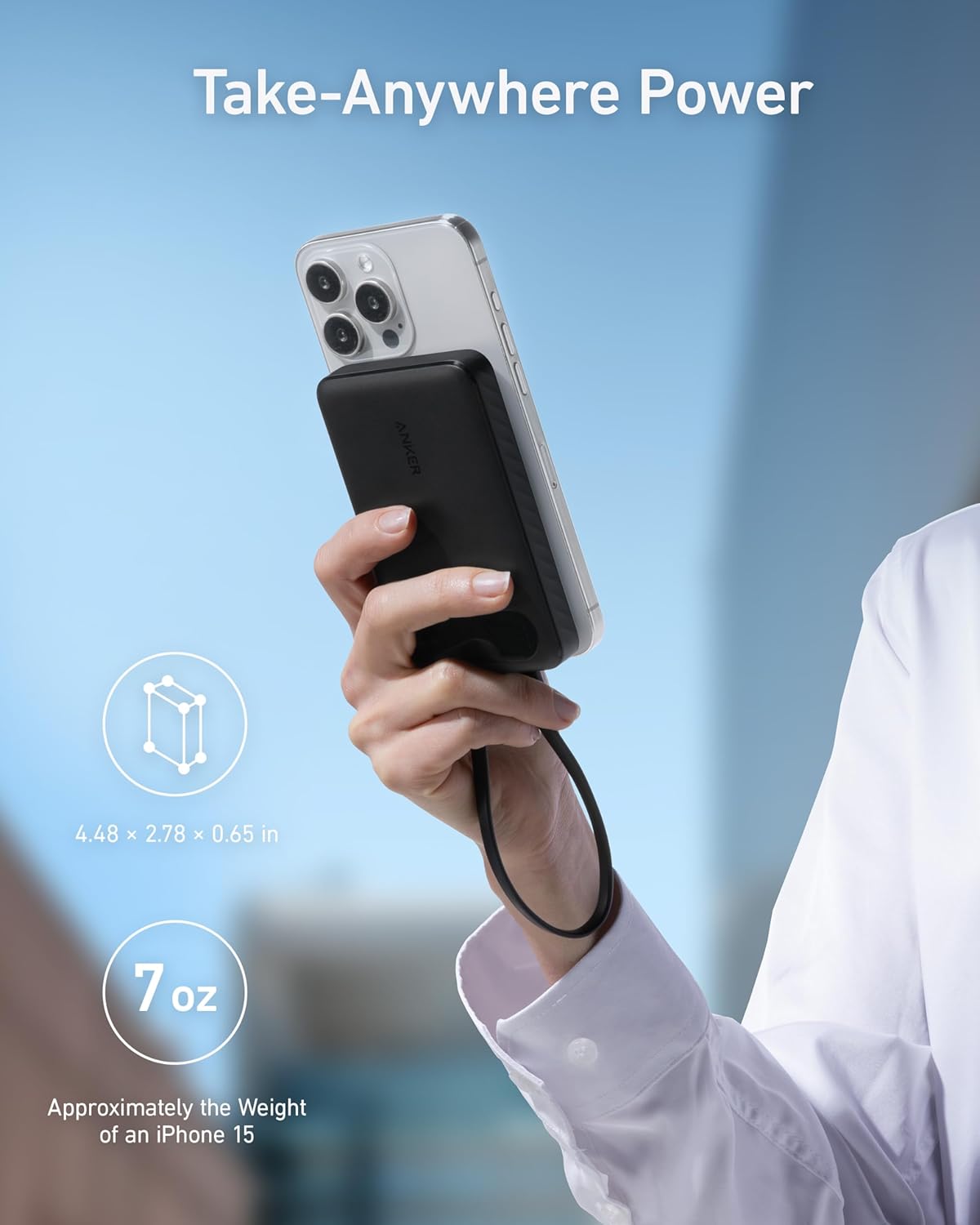 Anker PowerCore Externer Akku, 10000mAh, 22.5W, QC + PD, 1 x USB-A - 2 x USB-C, Schwarz A1257G11