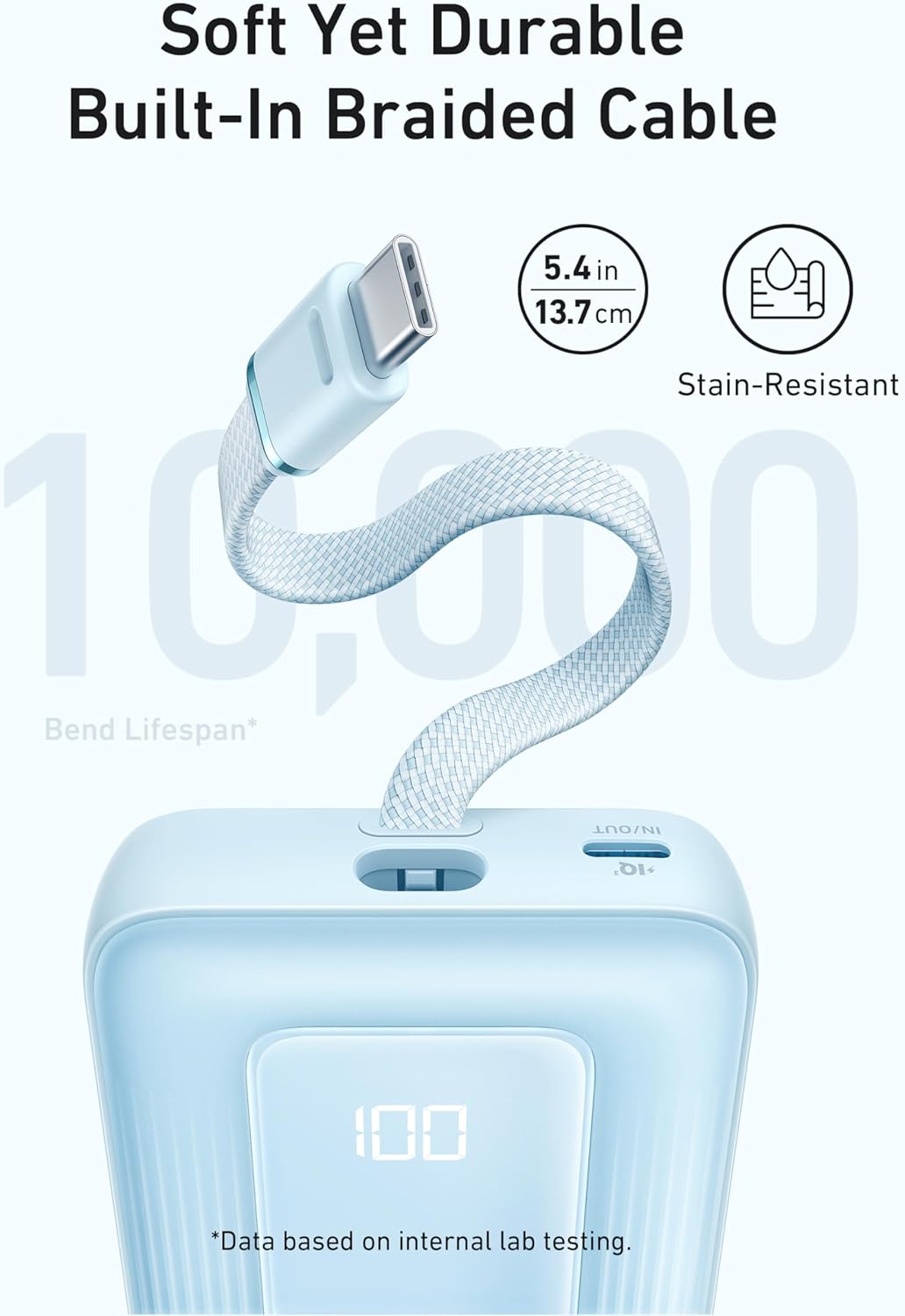 Batterie Externe Anker Zolo, 10000mAh, 30W, QC + PD, 1 x USB-A - 2 x USB-C, Bleue A1688031