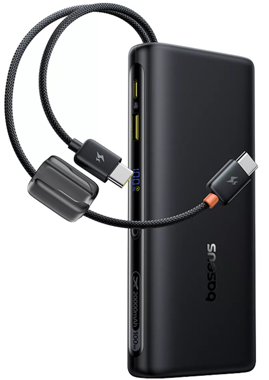 Batterie Externe Baseus EnerFill FC41, 20000mAh, 100W, QC + PD, 1 x USB-A - 3 x USB-C, Noire E0028N03