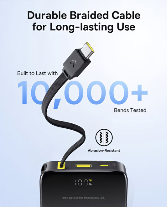 Batterie Externe Baseus EnerFill Bipow2 Pro, 10000mAh, 22.5W, QC + PD, 1 x USB-A - 2 x USB-C, Noire E0027600
