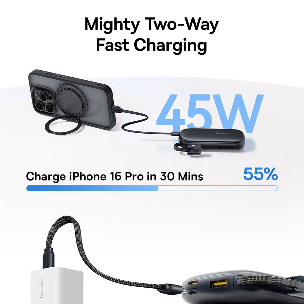 Batterie Externe Baseus EnerFill FC21 Qpow 3 Ultra, 10000mAh, 45W, QC + PD, 1 x USB-A - 1 x USB-C, Beige E0027Q01
