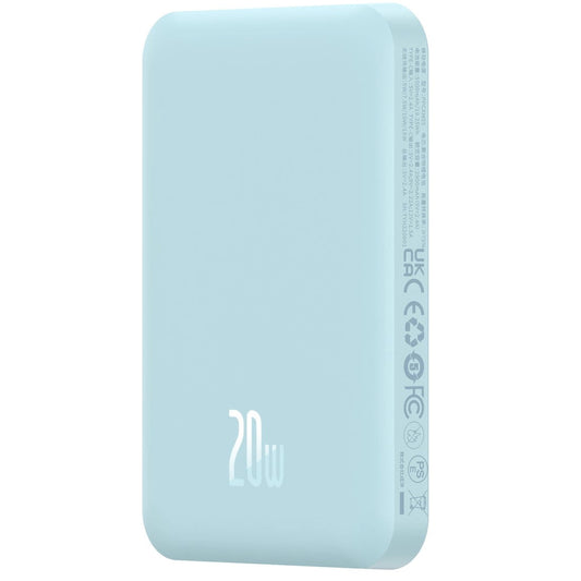 Baseus Magnetic Mini Wireless External Battery, 5000mAh, 20W, PD + FQI, 1 x QI - 1 x USB-C, Blau P10022107313-00