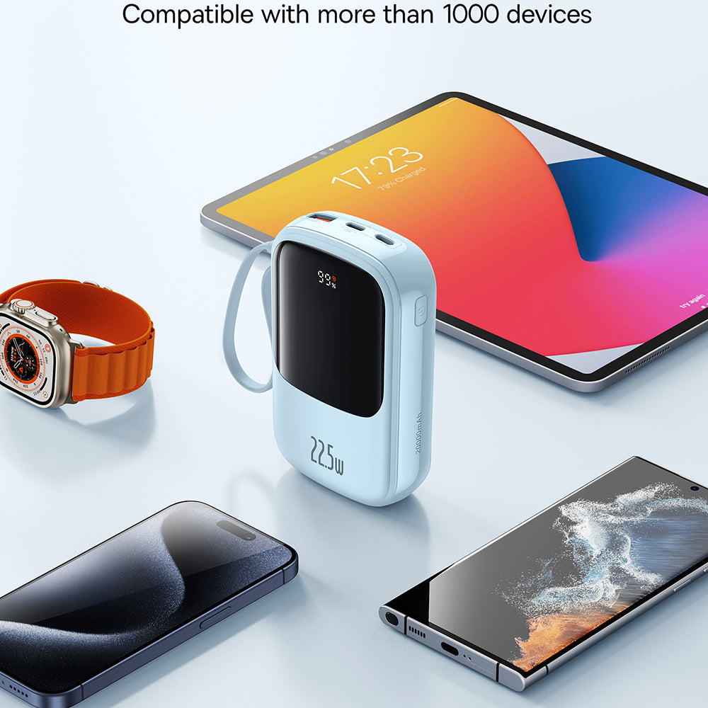 Batterie Externe Baseus Qpow Pro+, 20000mAh, 22.5W, QC + PD, 1 x USB-A - 2 x USB-C, Bleue P10067103313-00