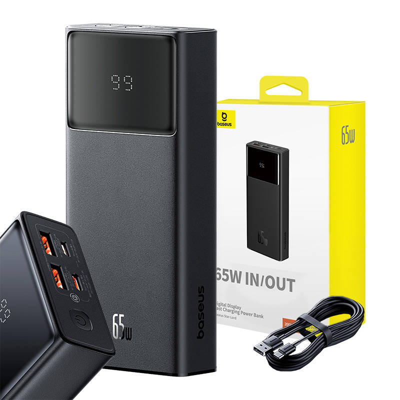 Batterie Externe Baseus Star Lord, 20000mAh, 65W, QC + PD, 1 x USB-C - 2 x USB-A, Noire P10022906113-00