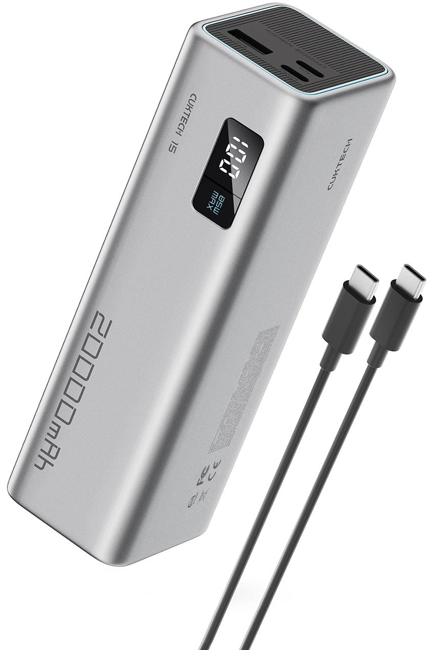 Batteria Esterna Cuktech, 20000mAh, 100W, QC + PD, 1 x USB-A - 2 x USB-C, Grigio CUKP200XGLGR