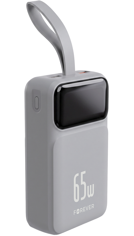 Batterie Externe Forever Vibe-TB65, 20000mAh, 65W, QC + PD, 2 x USB-A - 2 x USB-C, Gris
