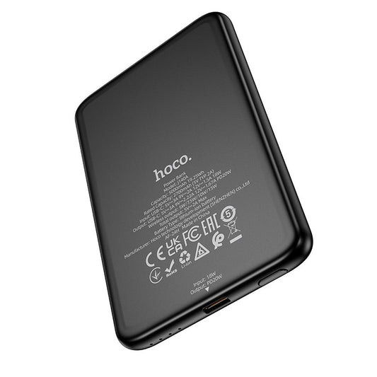 Batteria Esterna HOCO Wireless J140A, 5000mAh, 20W, PD + QI, 1 x USB-C, Nera