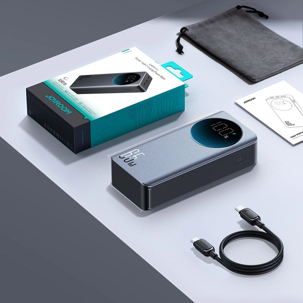 Batterie Externe Joyroom JR-PBF05, 30000mAh, 65W, QC + PD, 1 x USB-A - 2 x USB-C, Noire