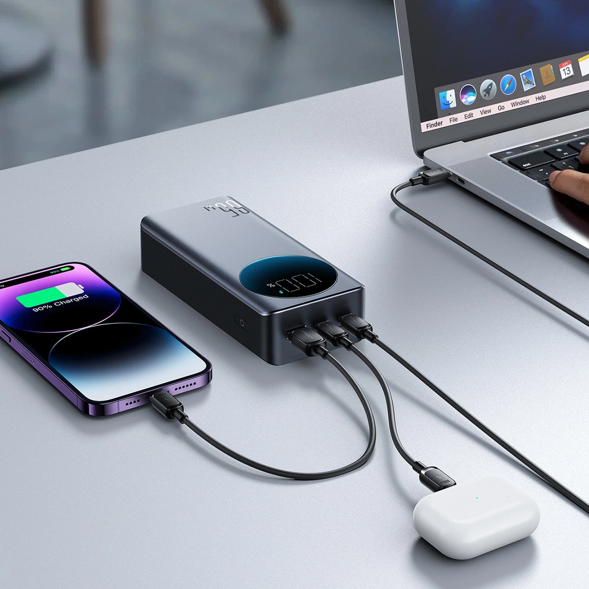 Batterie Externe Joyroom JR-PBF05, 30000mAh, 65W, QC + PD, 1 x USB-A - 2 x USB-C, Noire