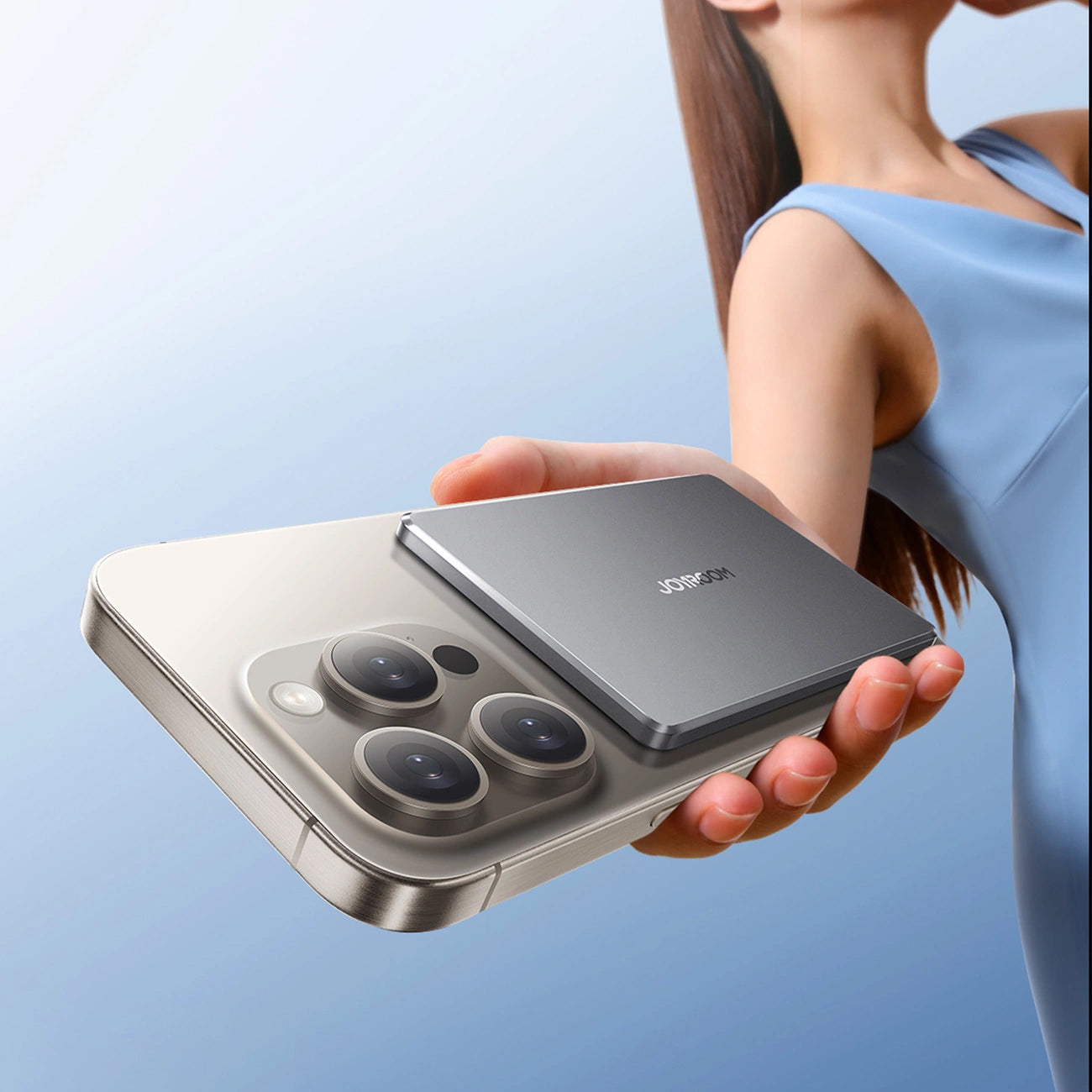 Externer Wireless-Akku Joyroom JR-PBM08, 5000mAh, 20W, PD + FQI, 1 x QI - 1 x USB-C, Grau