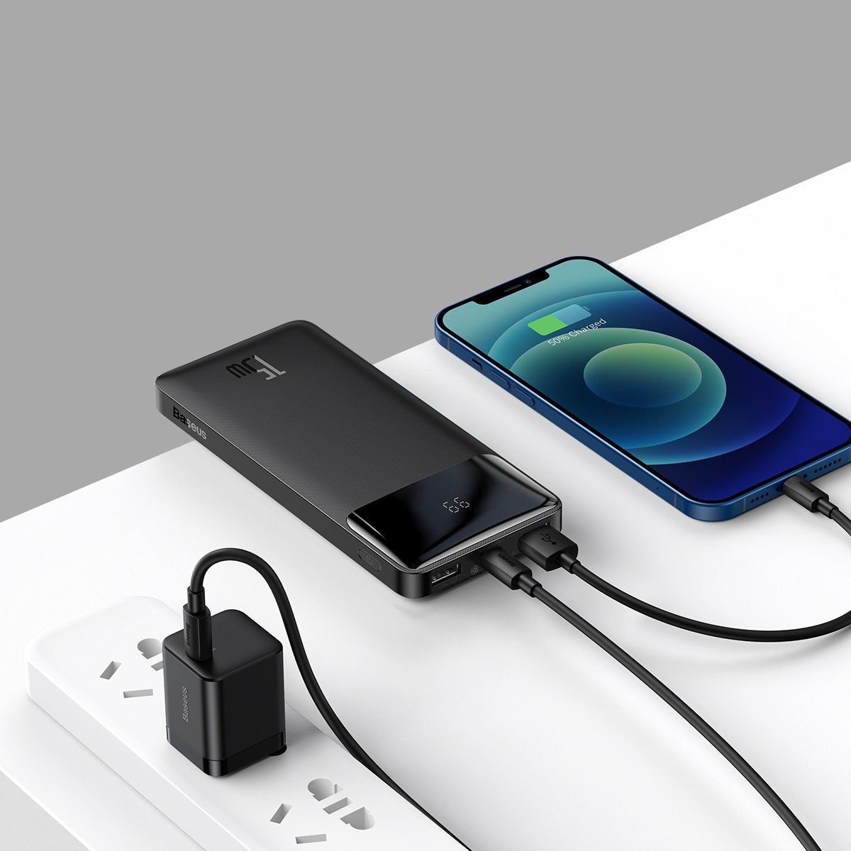 Baseus Bipow Powerbank 10000mAh | 15W | USB-C & 2x USB-A | Schwarz