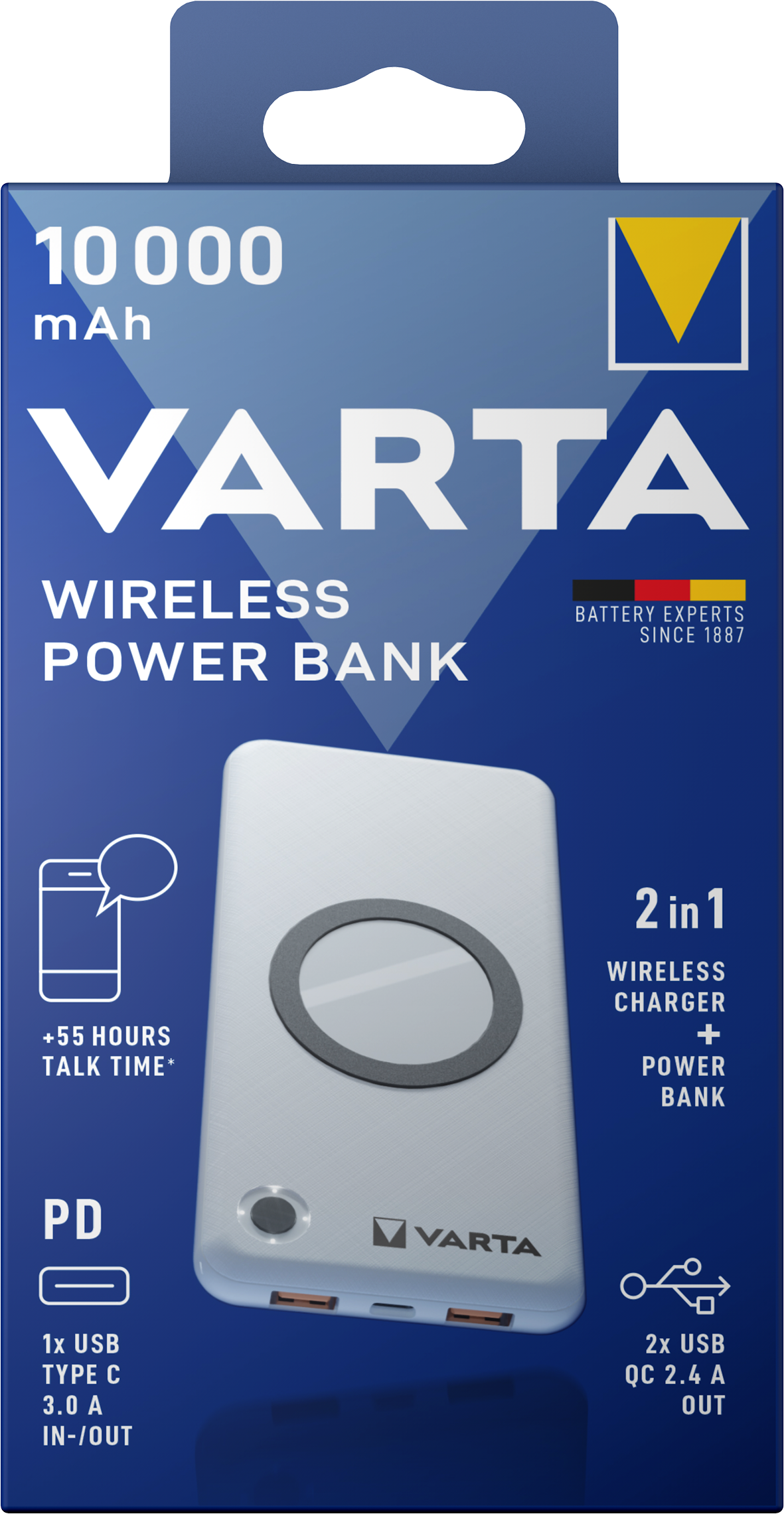 Varta Energy Wireless Powerbank 10000mAh | 18W QC + PD | Weiß
