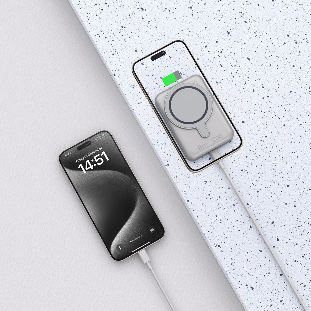 Batteria esterna wireless Tech-Protect PB11 LifeMag, 10000mAh, 15W, PD + FQI, 1 x QI - 1 x USB-C, Grigio