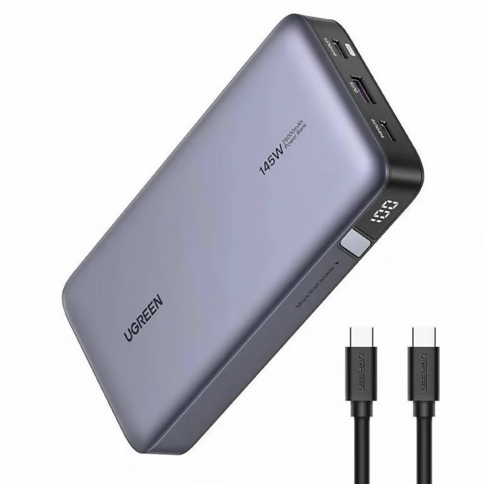 Externer Akku UGREEN PB205, 25000mAh, 145W, QC + PD, 1 x USB-A - 2 x USB-C, Grau