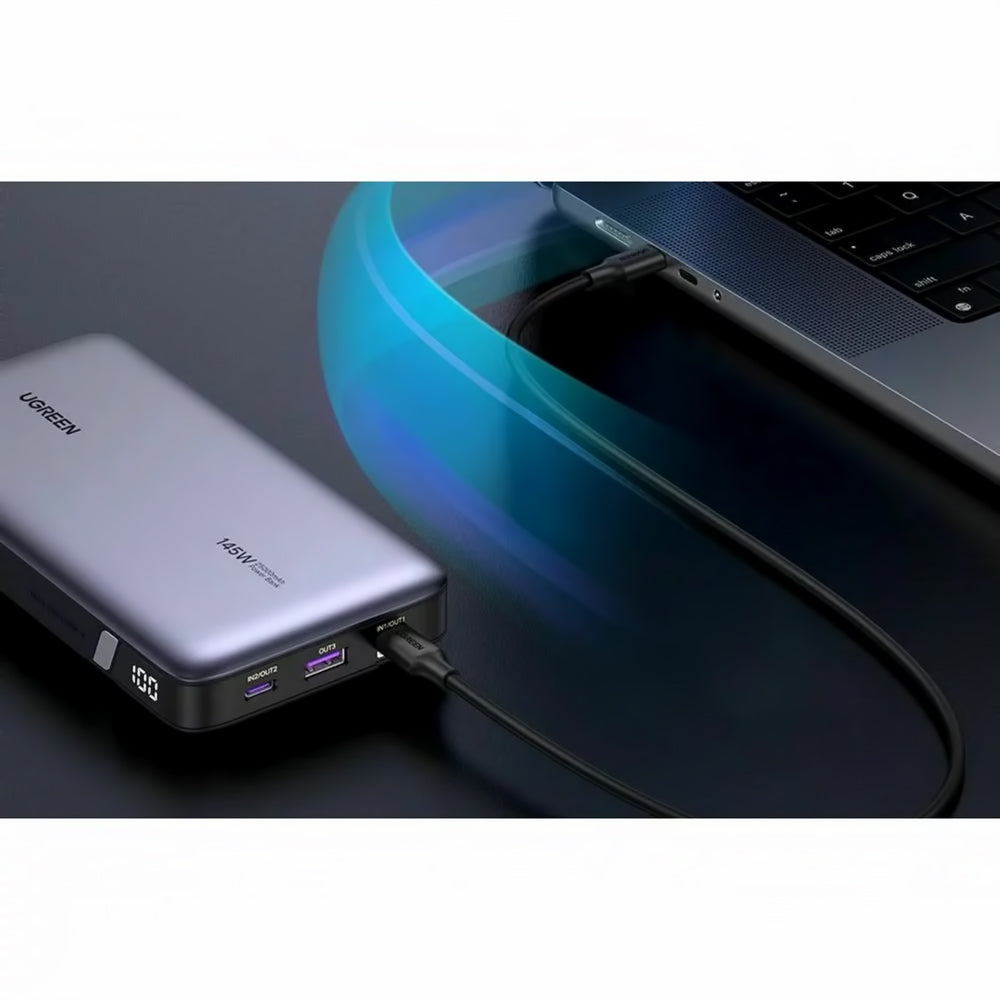 Batteria Esterna UGREEN PB205, 25000mAh, 145W, QC + PD, 1 x USB-A - 2 x USB-C, Grigio