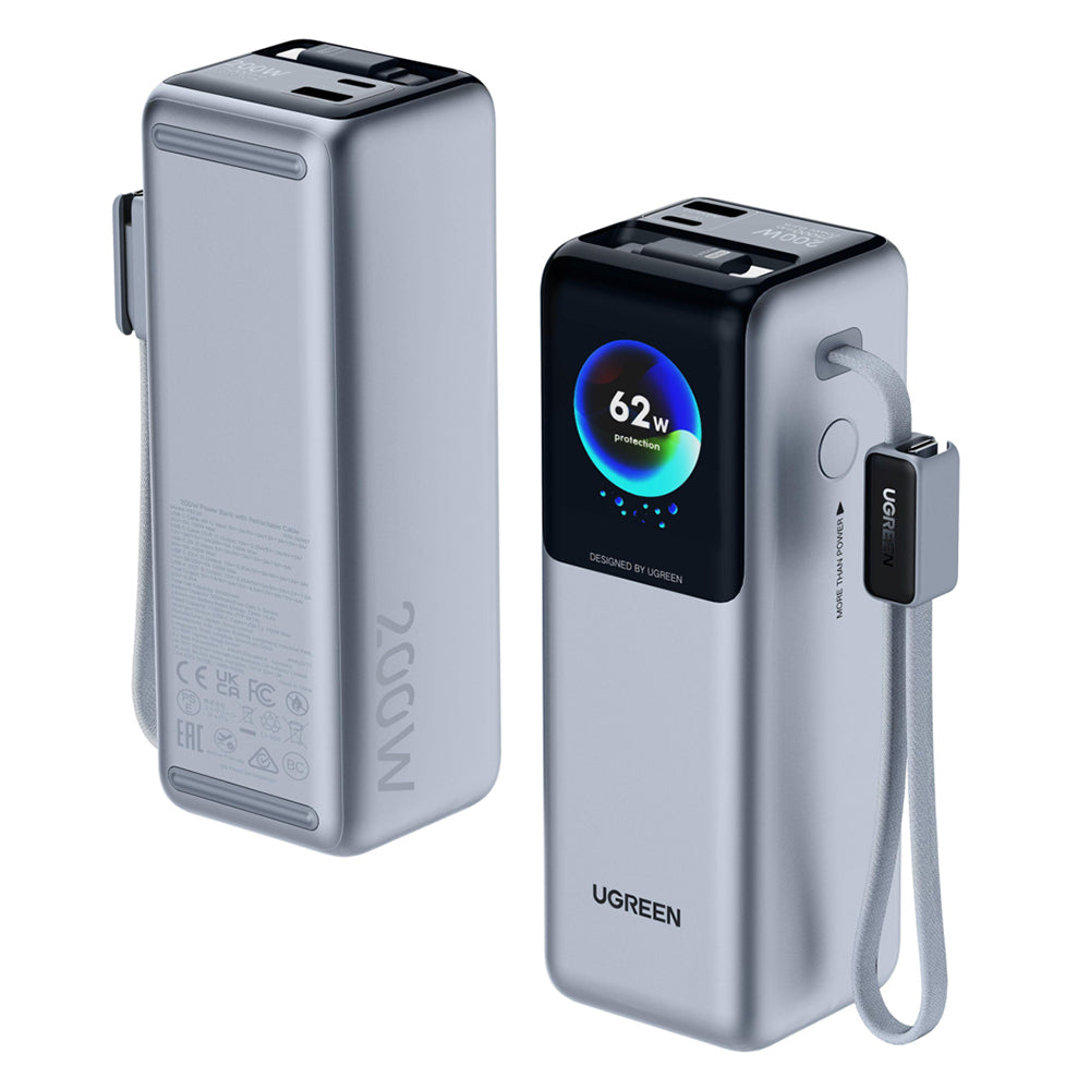 Batteria Esterna UGREEN PB728 (75702B), 25000mAh, 200W, QC + PD, 1 x USB-A - 3 x USB-C, Grigio