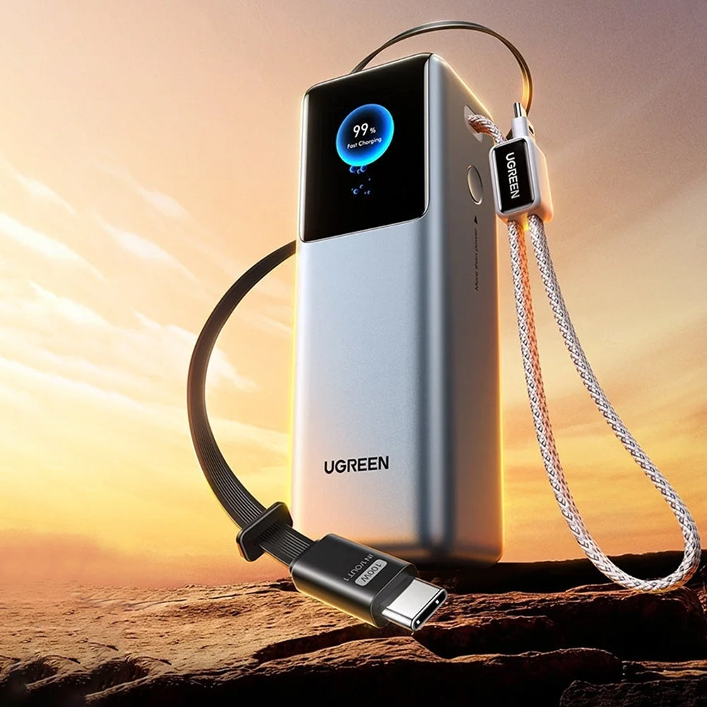 Batteria Esterna UGREEN PB728 (75702B), 25000mAh, 200W, QC + PD, 1 x USB-A - 3 x USB-C, Grigio
