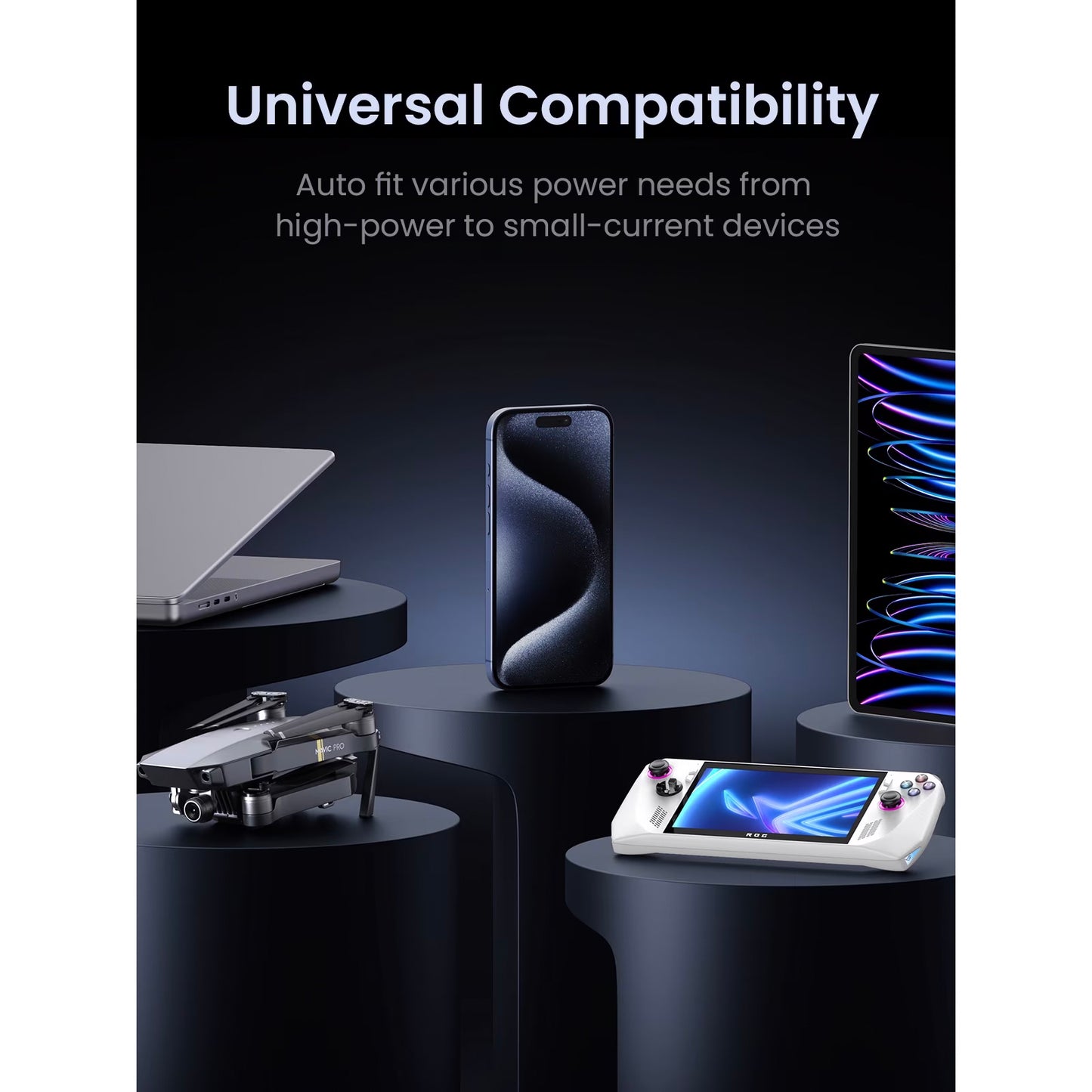 Externer Akku UGREEN PB770, 48000mAh, 300W, QC + PD, 2 x USB-A - 3 x USB-C, Grau