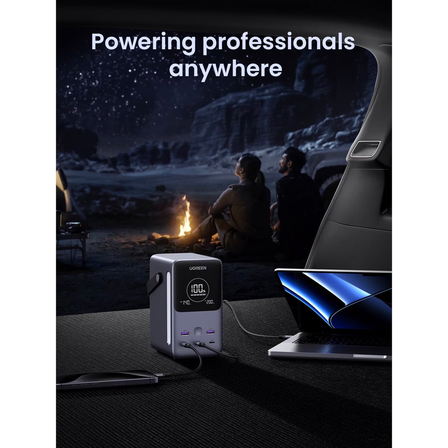 Externer Akku UGREEN PB770, 48000mAh, 300W, QC + PD, 2 x USB-A - 3 x USB-C, Grau