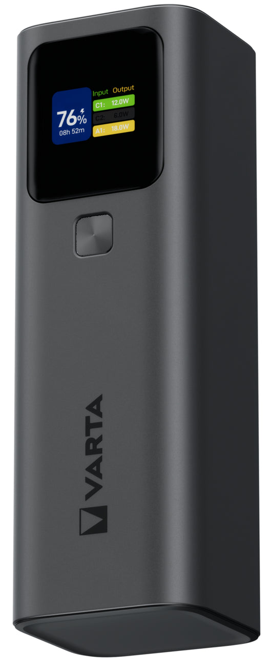 Batteria Esterna Varta High Speed, 27000mAh, 140W, QC + PD, 1 x USB-A - 2 x USB-C, Nera
