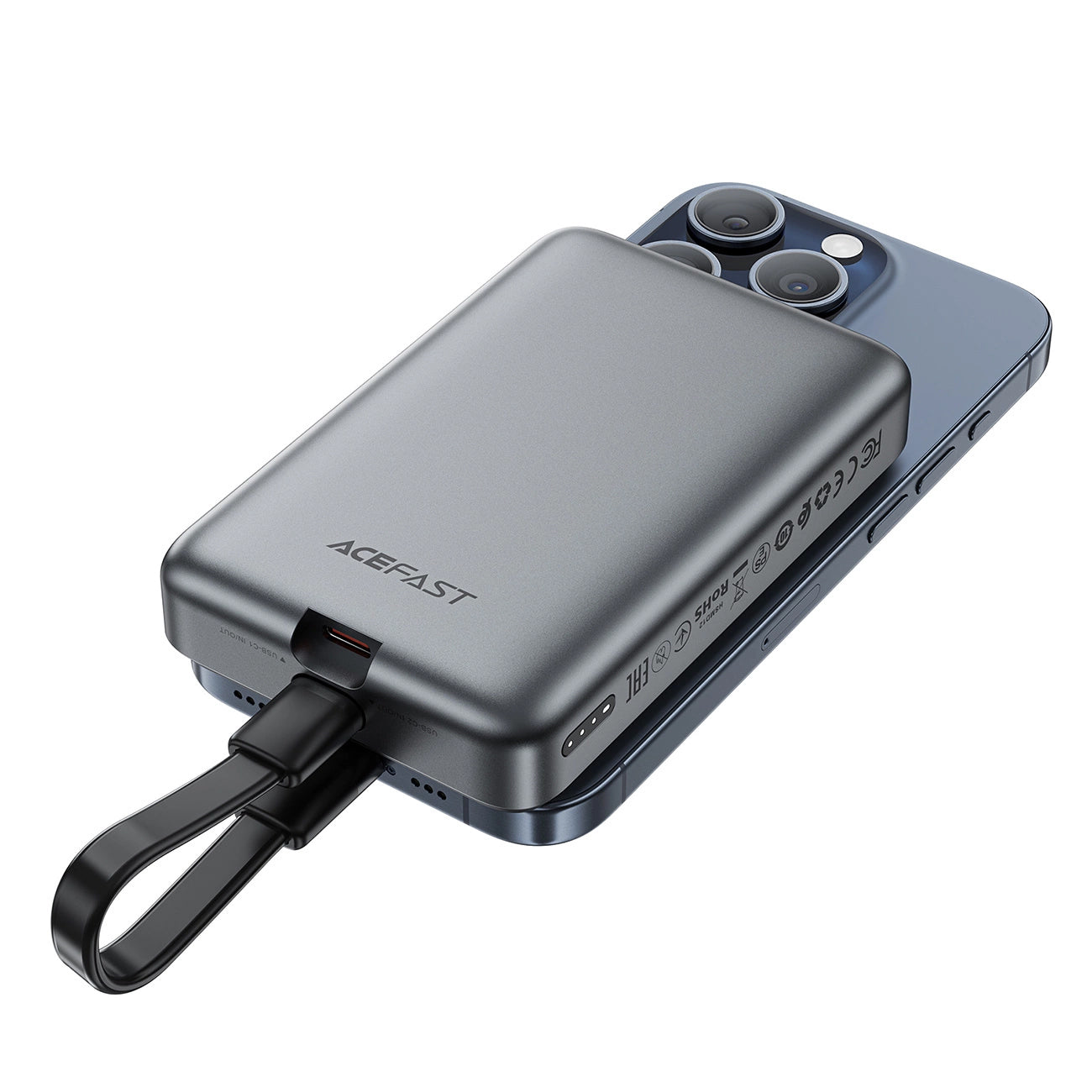 Batteria Esterna Wireless Acefast M10, 10000mAh, 30W, PD + FQI, 1 x QI - 2 x USB-C, Nera