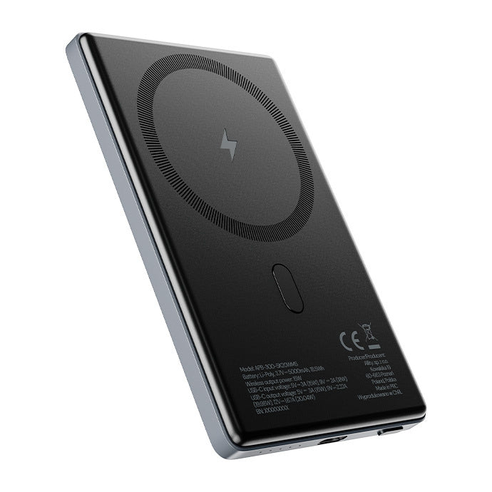 Externer Wireless Akku Allity. APB-300, 5000mAh, 20W, PD + FQI, 1 x QI - 1 x USB-C, Grau