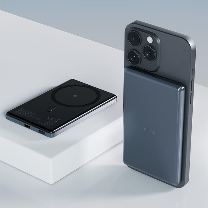 Externer Wireless Akku Allity. APB-300, 5000mAh, 20W, PD + FQI, 1 x QI - 1 x USB-C, Grau