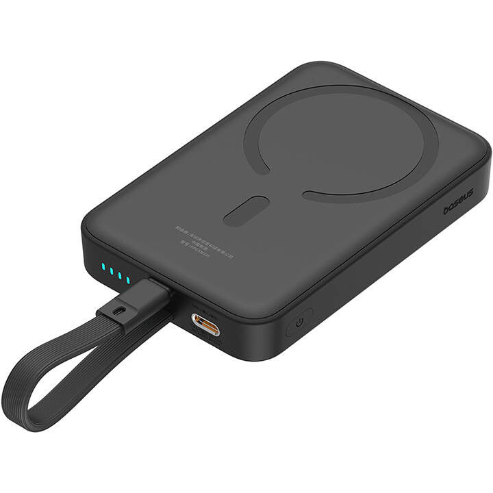 Externer Wireless-Akku Baseus Magnetic Mini, 10000mAh, 20W, PD + FQI, 1 x Lightning - 1 x QI - 1 x USB-C, Schwarz P10022109113-00