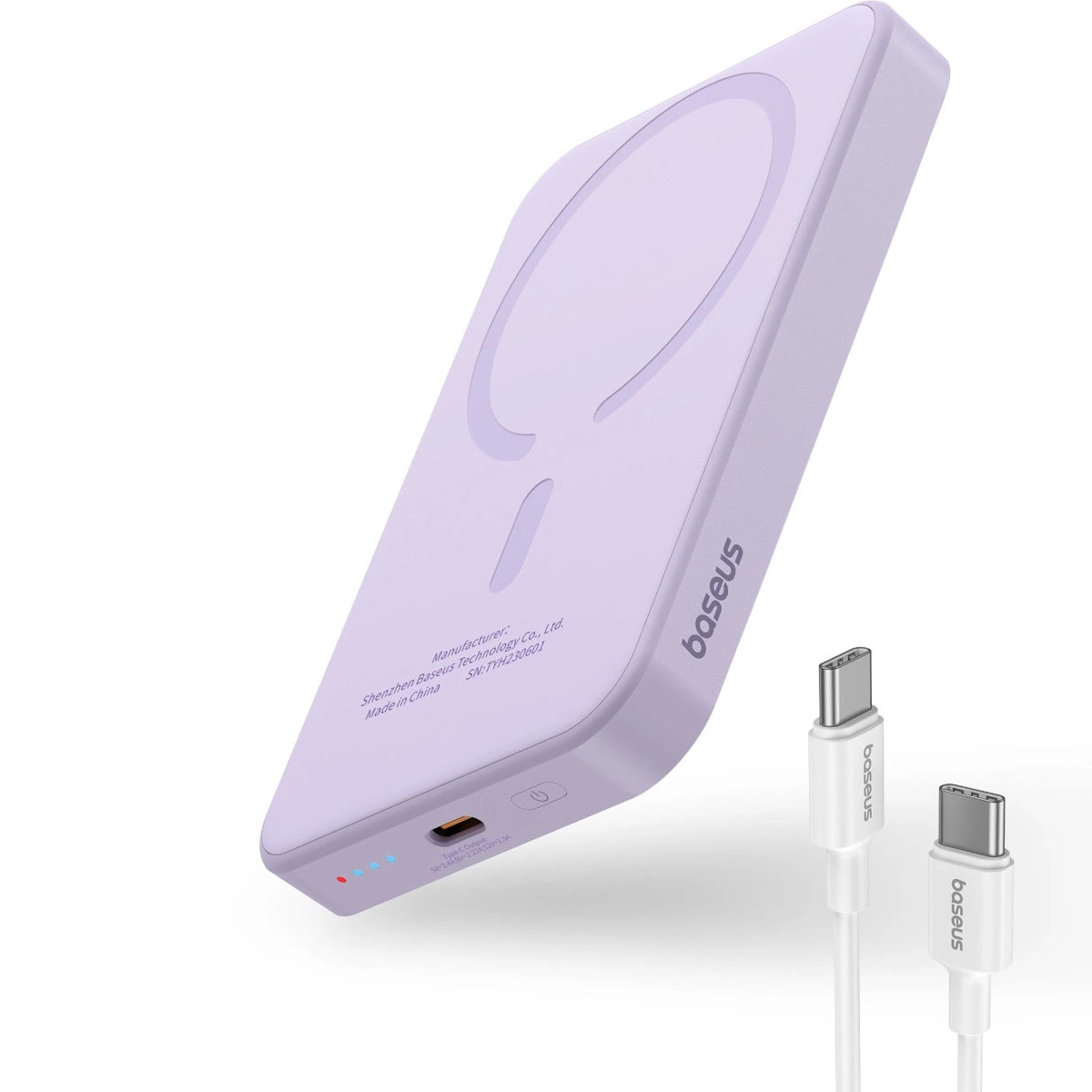 Batteria Esterna Wireless Baseus Magnetic Mini, 5000mAh, 20W, PD + FQI, 1 x QI - 1 x USB-C, Viola P10022107513