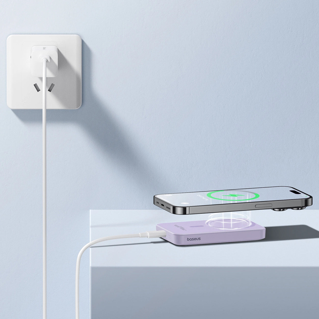 Batteria Esterna Wireless Baseus Magnetic Mini, 5000mAh, 20W, PD + FQI, 1 x QI - 1 x USB-C, Viola P10022107513