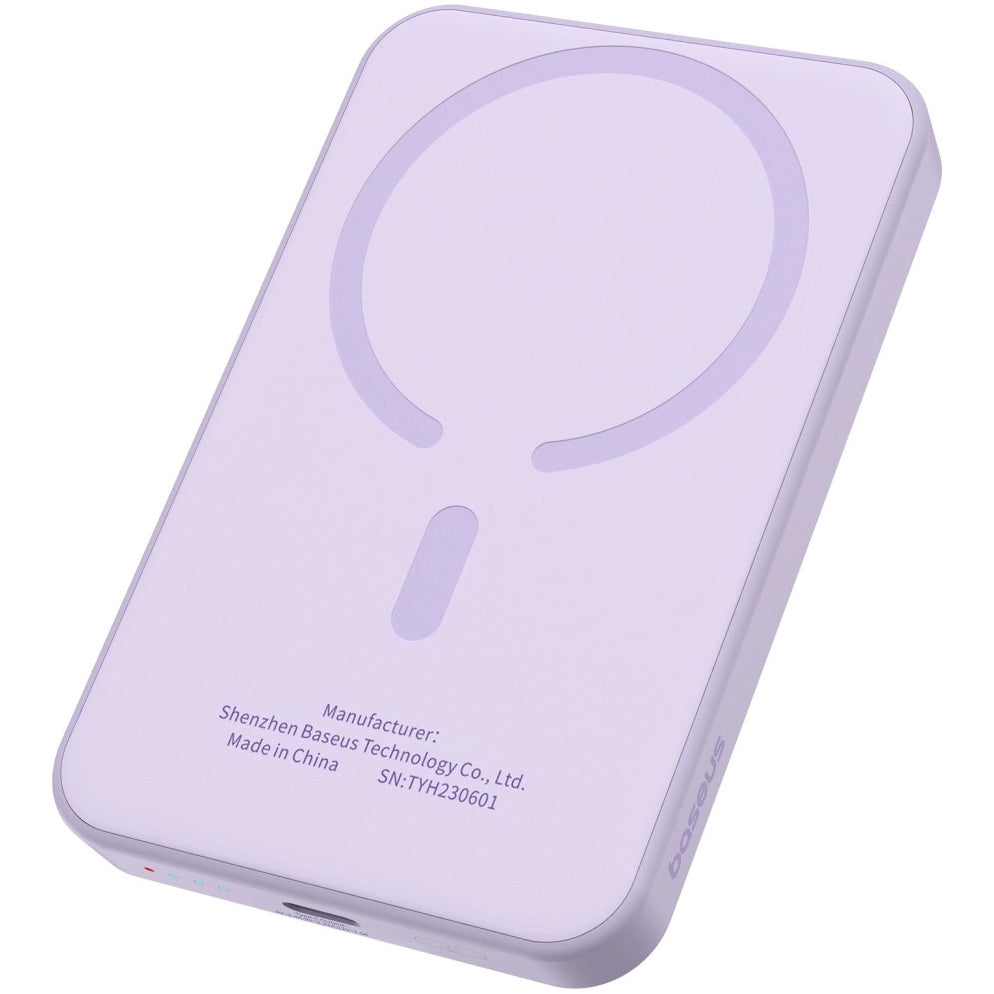 Batteria Esterna Wireless Baseus Magnetic Mini, 5000mAh, 20W, PD + FQI, 1 x QI - 1 x USB-C, Viola P10022107513